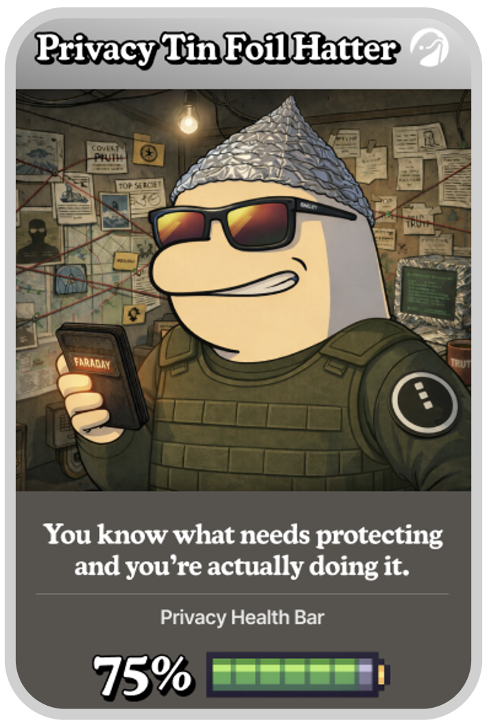 Privacy Tin Foil Hatter result card